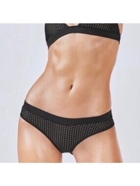 Fabletics Womens Valentina Black Bikini Bottom NWT Perforated Swim NWT L